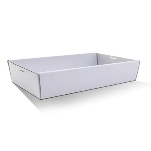 White Corrugated Rectangle Catering Tray Large 50pc/ctn