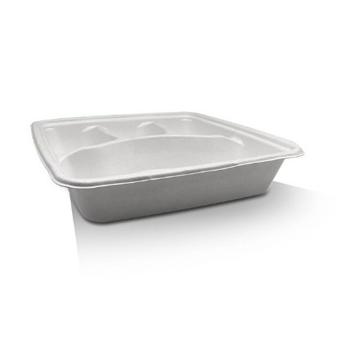 Square Takeaway Tray 9" 4 Compartment 200pc/ctn