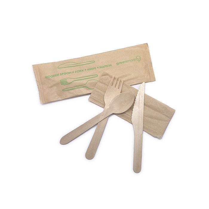 Wooden Spoon Fork Knife Napkin Set 400set/ctn