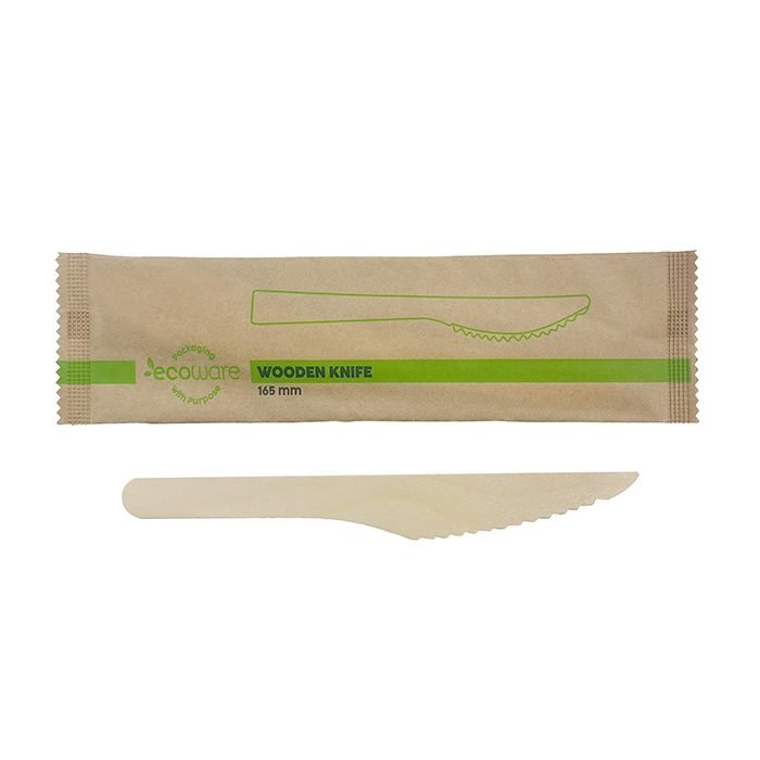 Wooden Knife 165mm Individually Wrapped 500pc/ctn