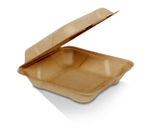 Unbleached Sugarcane Clamshell 8" 200pc/ctn