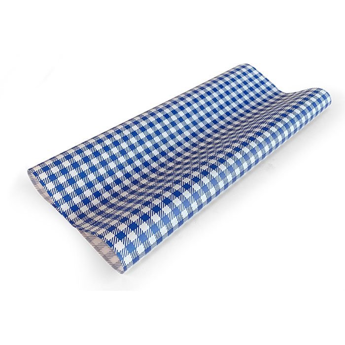 Greaseproof Paper Gingham Blue Large 200pc/pack