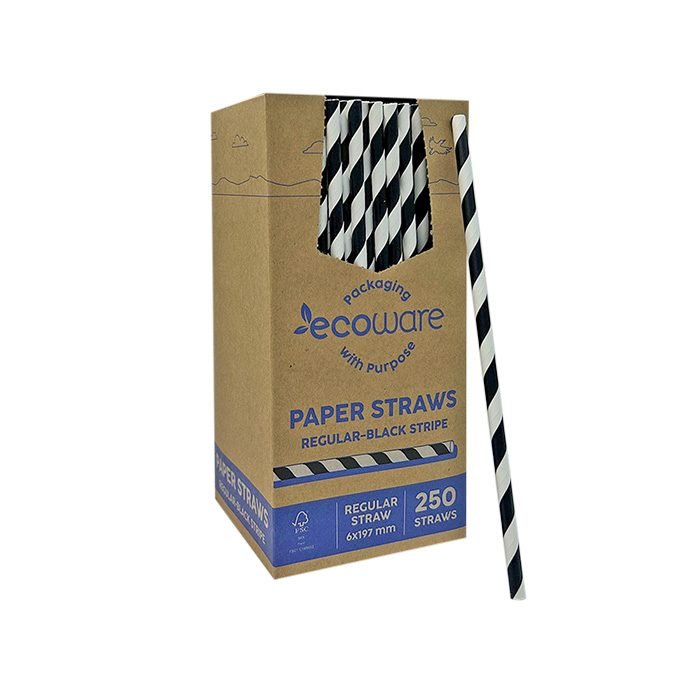 Paper Straw Regular Black Stripe 2500pc/ctn