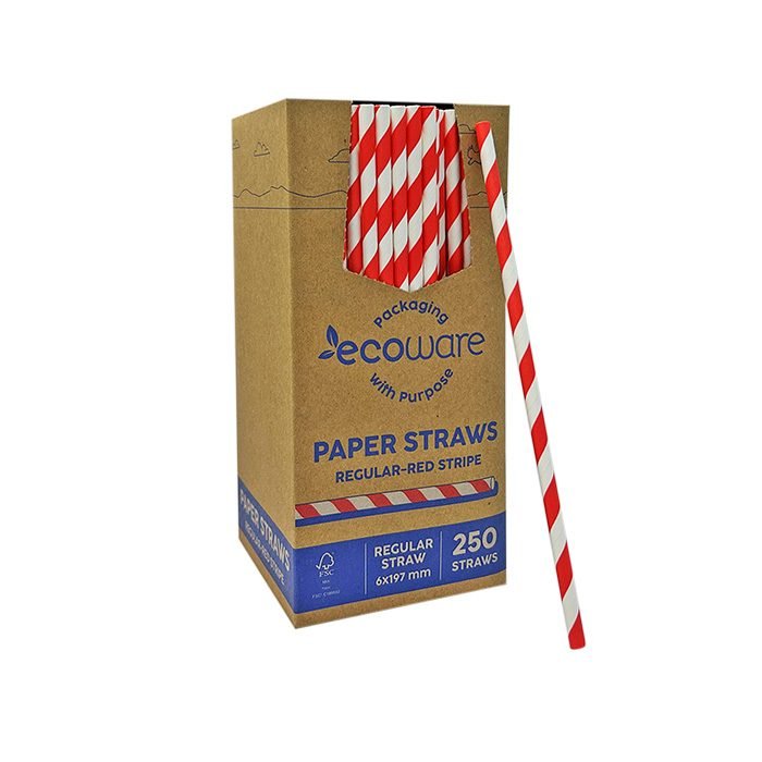 Paper Straw Regular Red Stripe 2500pc/ctn