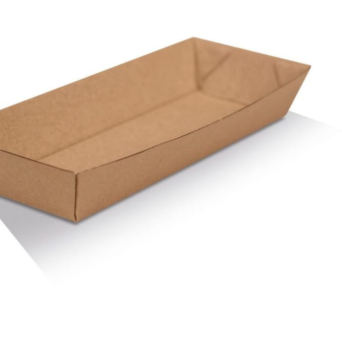Hot Dog Tray Brown Corrugated Kraft Plain 600pc/ctn