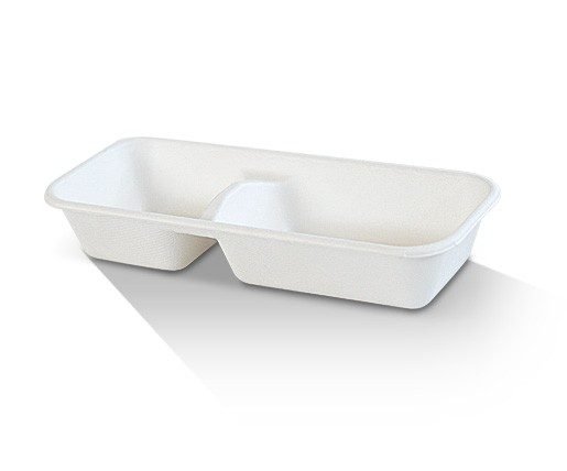 2 Compartment Sugarcane Tray 400pc/ctn