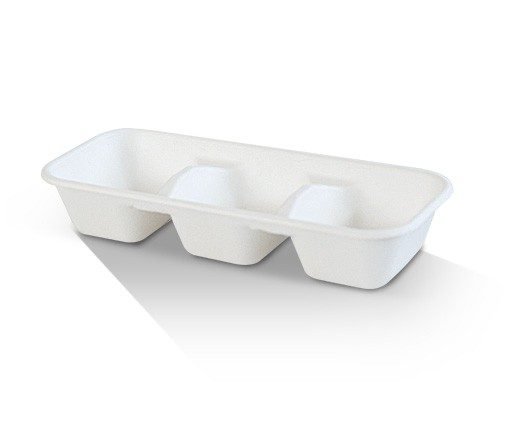3 Compartment Sugarcane Tray 400pc/ctn