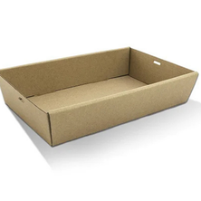 Brown Corrugated Rectangle Catering Tray Small 50mm High Sides 100pc/ctn