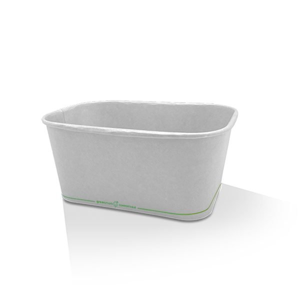 PLA Coated White Rectangular Container 1000ml 300pc/ctn