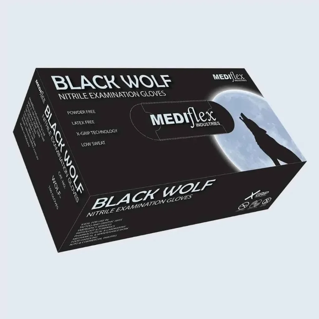 Mediflex Black Wolf Powder-Free Nitrile Gloves -CTN1000