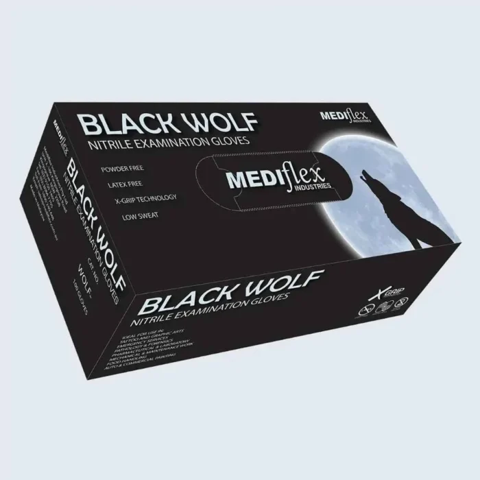 Mediflex Black Wolf Powder-Free Nitrile Gloves -CTN1000