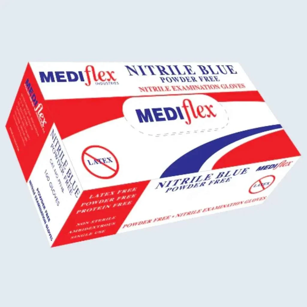 Mediflex Blue Powder Free Nitrile Examination Gloves - CTN1000