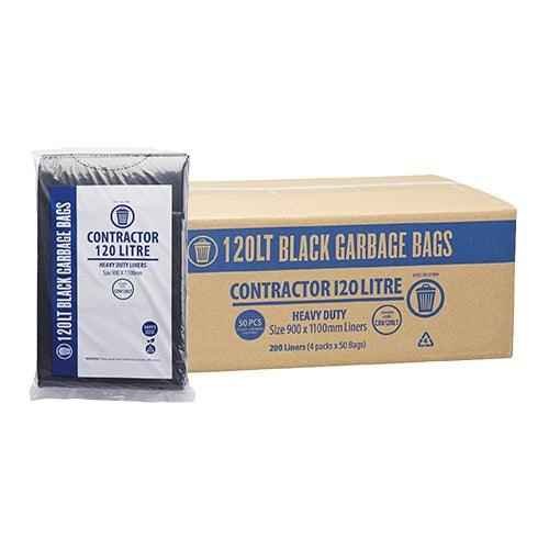 Contractor 120L Contractor Garbage Bags Heavy Duty Black