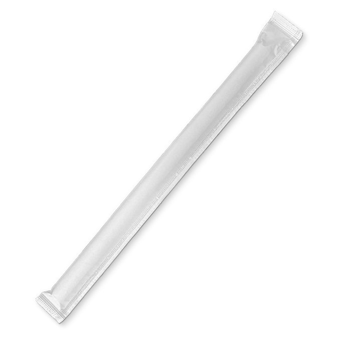 Paper Straw Bubble Tea Plain White Individually Wrapped 1000pc/ctn