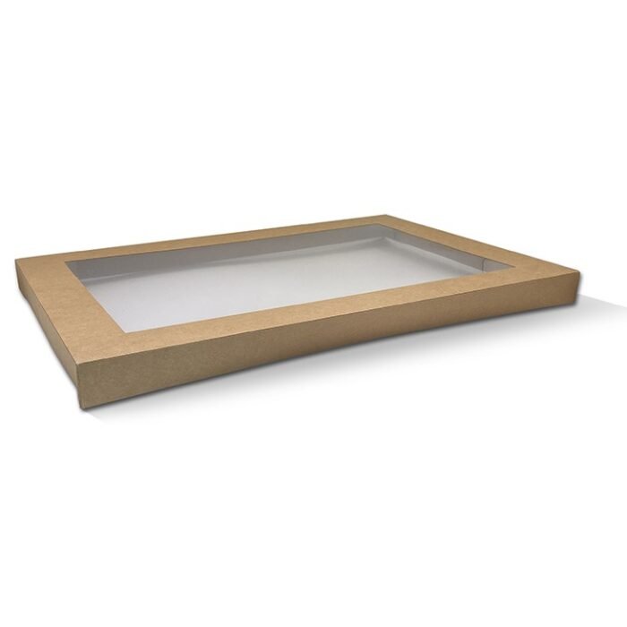 Kraft Catering tray Lid Medium Plus w PET Window 100pc/ctn
