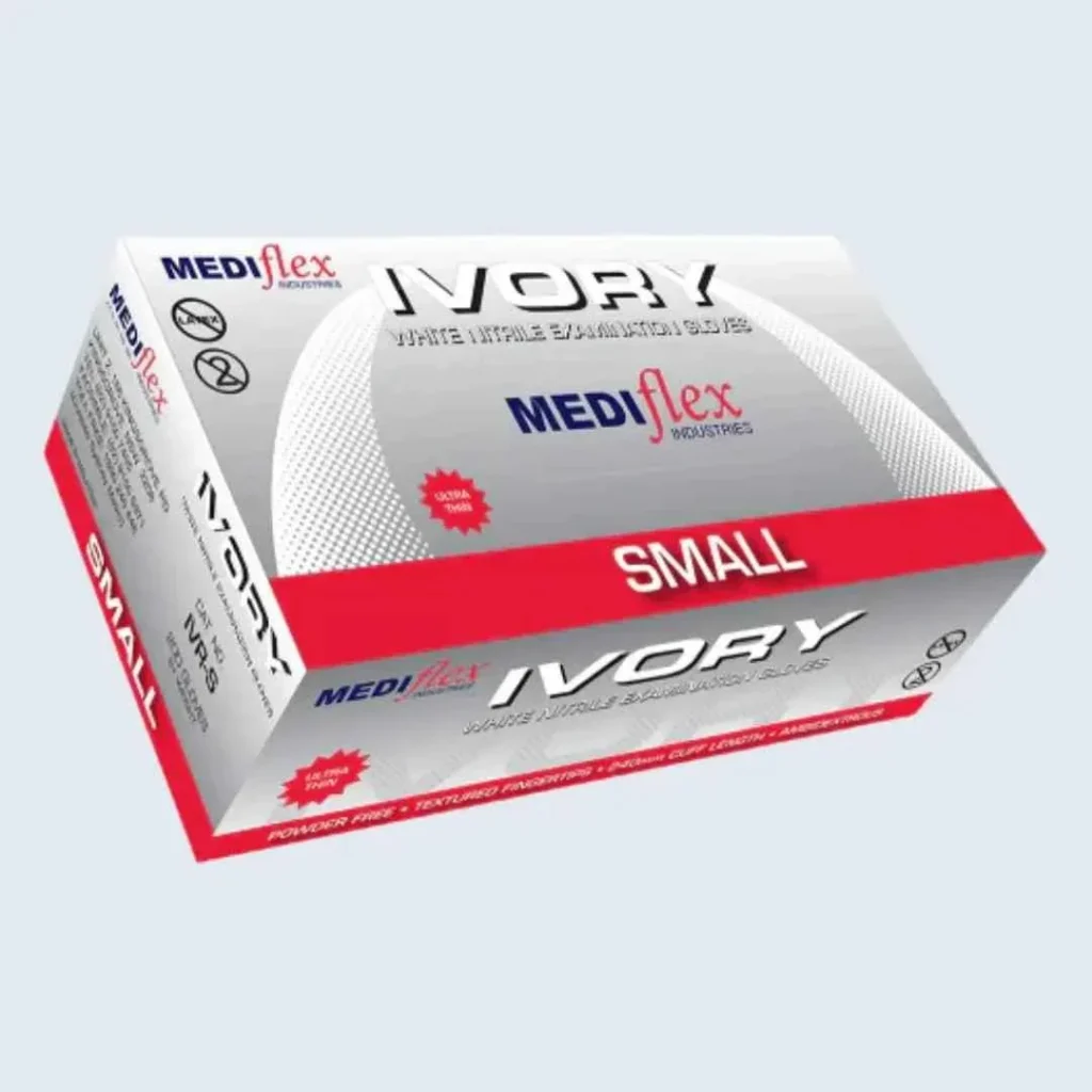 Mediflex Ivory White Nitrile Examination Gloves [Powder Free] - CTN2000