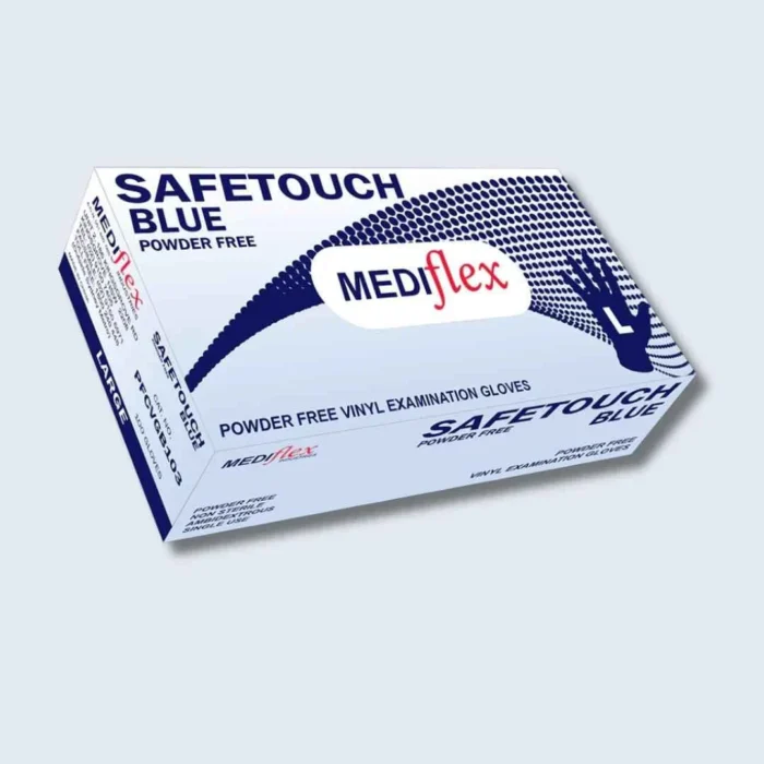 Mediflex Safetouch Powder Free Vinyl Gloves, Blue 100 Pack - CTN1000
