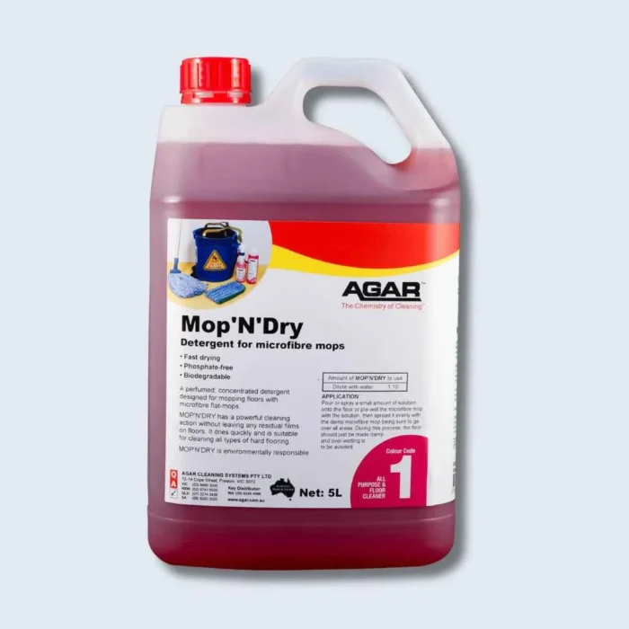 Mop'N'Dry Microfibre Mop Detergent -- Fast-Dry Lemon, 5L - EA