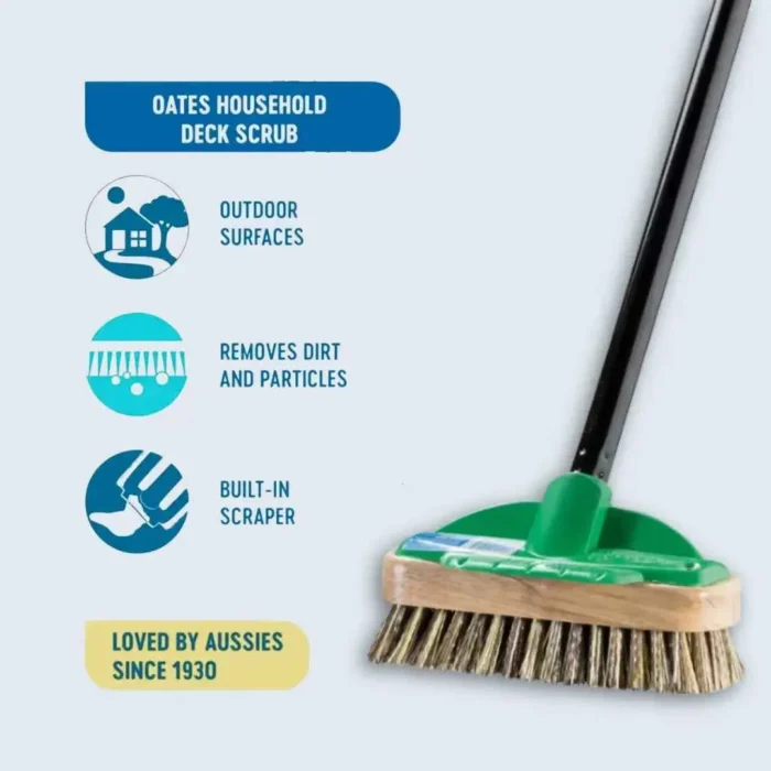 Oates Deck Scrub Brush: Tough Bristles for Floor Cleaning - EA