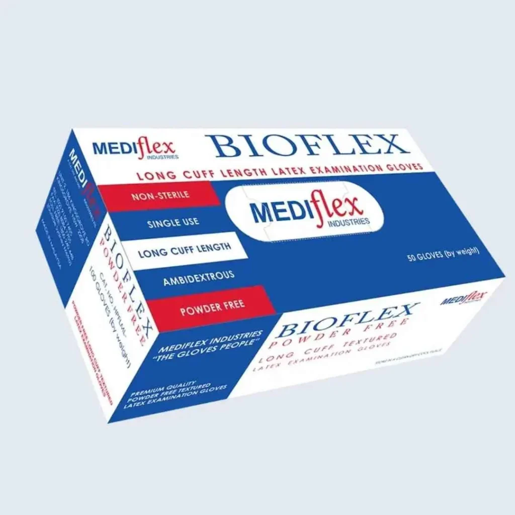 Mediflex Long Cuff Latex Examination Gloves [Powder Free] - CTN1000