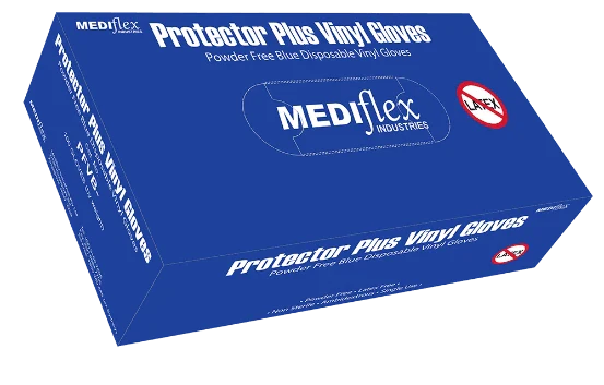 Mediflex Protector Plus Blue Vinyl Gloves - CTN1000